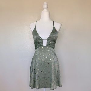 Nasty Gal Satin Mini Dress in Sage Green